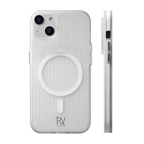 Rvelon iPhone 15 Deksel Korrugerte MagSafe Hvit