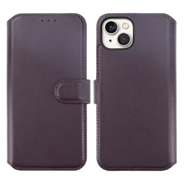 Rvelon iPhone 15 Etui Ekte Skinn Lilla
