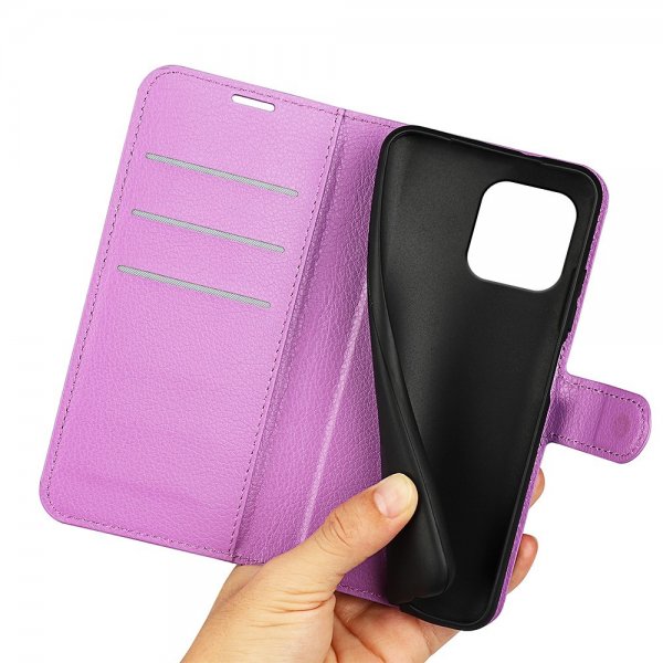 iPhone 15 Plus Etui Litchi Lilla