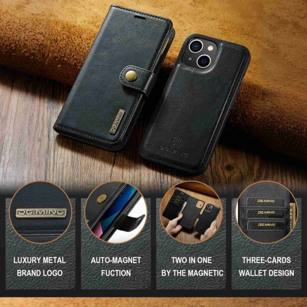 Dg.Ming iPhone 15 Plus Etui Avtagbart Deksel Svart