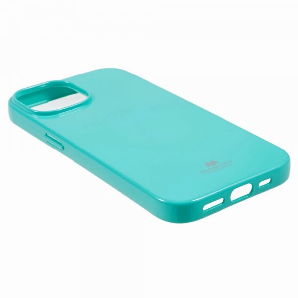 Mercury iPhone 15 Plus Deksel Jelly Glitter Cyan