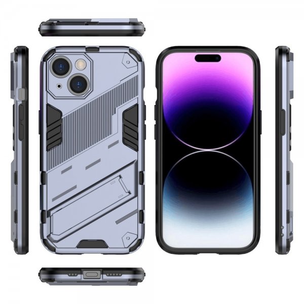 iPhone 15 Plus Deksel med Stativ Mørkeblå