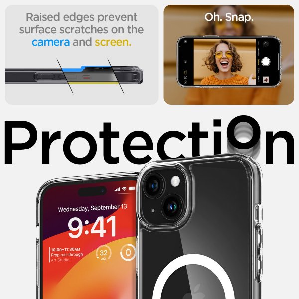 Spigen iPhone 15 Plus Deksel Ultra Hybrid MagFit Hvit