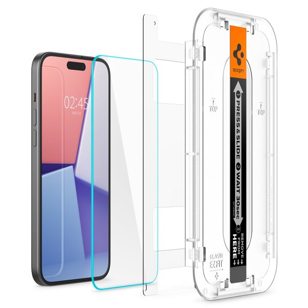 Spigen iPhone 15 Plus/iPhone 16 Plus Skjermbeskytter GLAS.tR EZ Fit 2-pakning