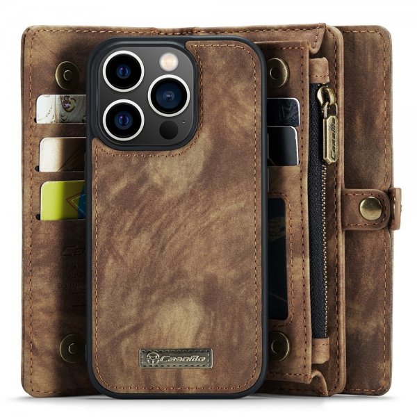 CaseMe iPhone 15 Pro Etui 008 Series Avtakbart Deksel Brun