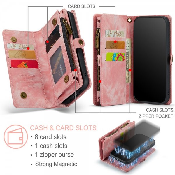 CaseMe iPhone 15 Pro Etui 008 Series Avtakbart Deksel Rosa