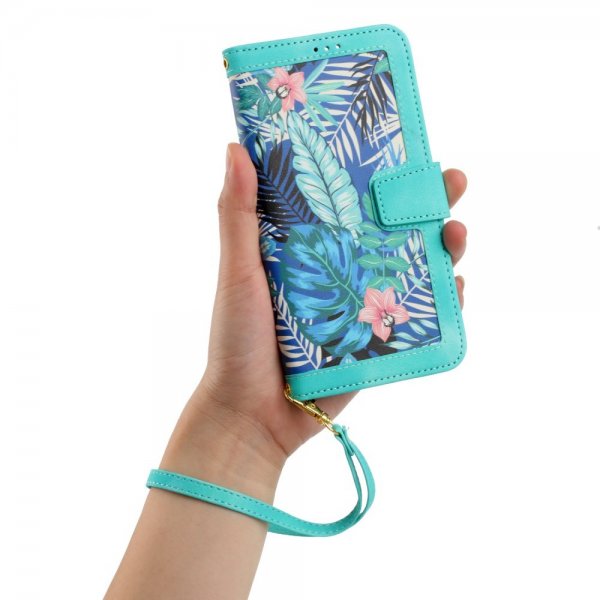 iPhone 15 Pro Etui Blomstermønster Grønn