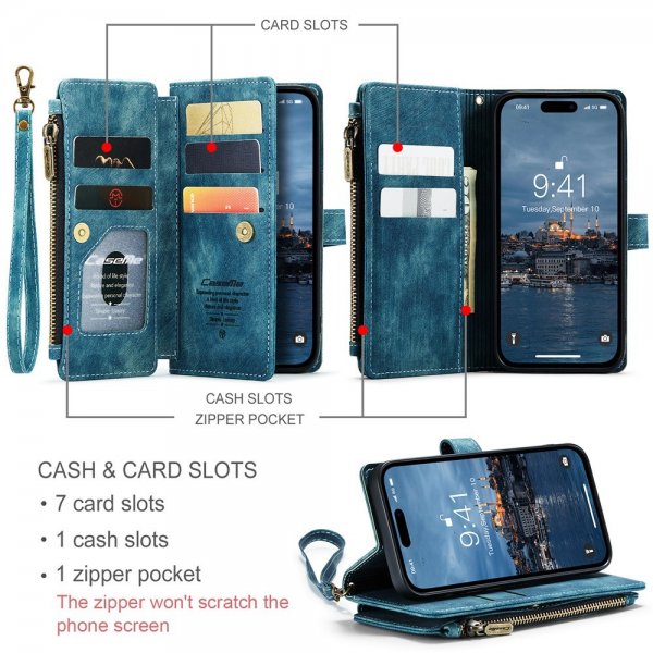CaseMe iPhone 15 Pro Etui C30 Series Petrol