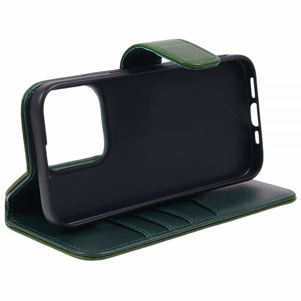 Nordic Covers iPhone 15 Pro Etui Essential Leather Juniper Green