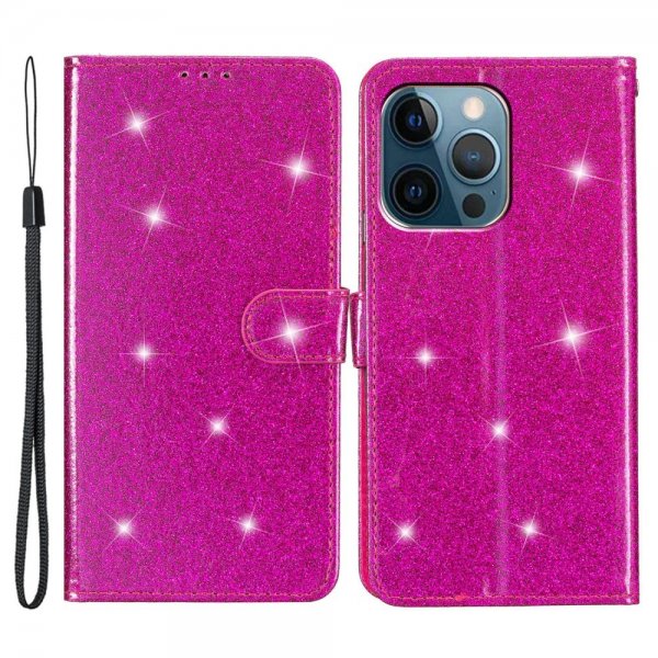 iPhone 15 Pro Etui Glitter Magenta