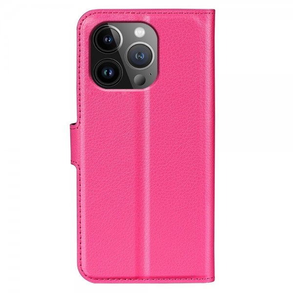 iPhone 15 Pro Etui Litchi Magenta