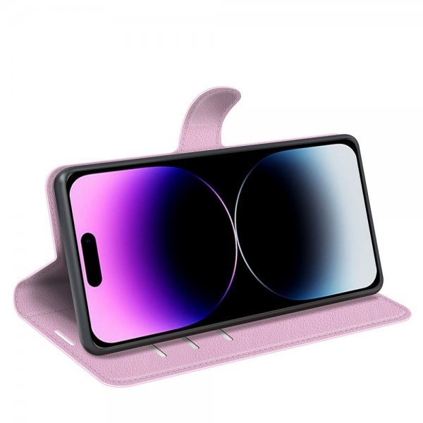 iPhone 15 Pro Etui Litchi Rosa