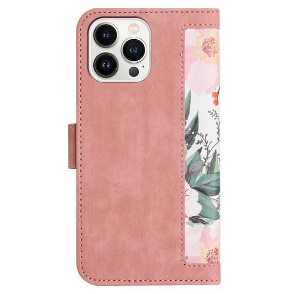 iPhone 15 Pro Max Etui Blomstermønster Rosa