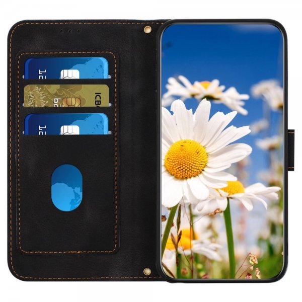 iPhone 15 Pro Max Etui Blomstermønster Svart