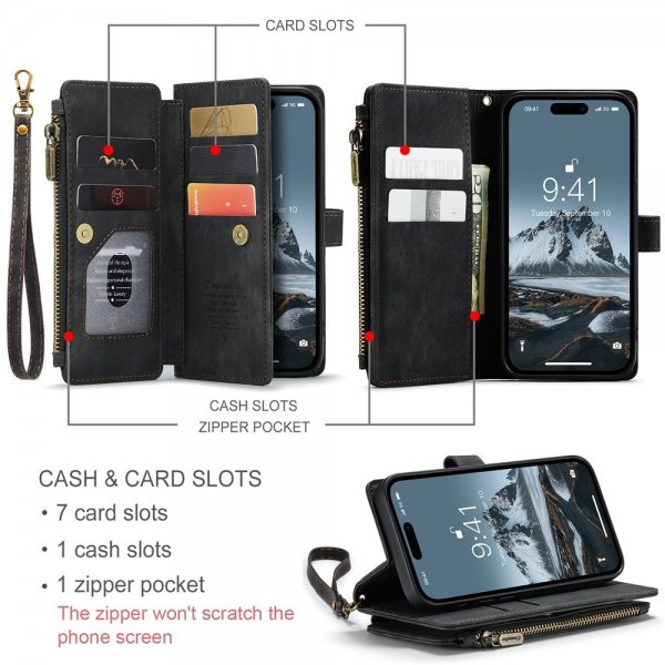 CaseMe iPhone 15 Pro Max Etui C30 Series Svart