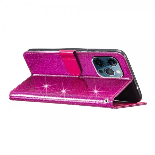 iPhone 15 Pro Max Etui Glitter Magenta
