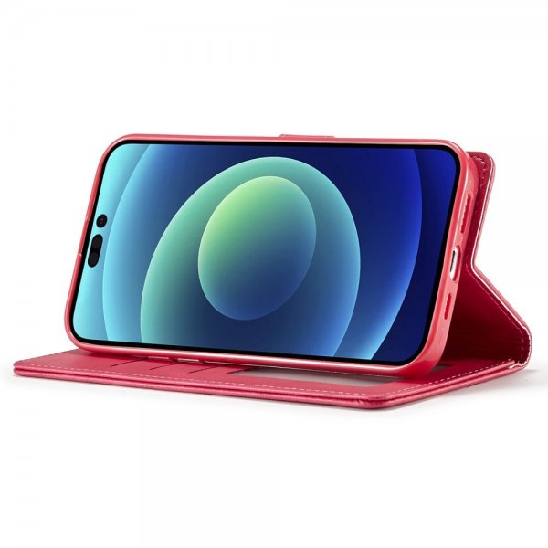 Lc.Imeeke iPhone 15 Pro Max Etui med Kortlomme stativfunksjon Magenta