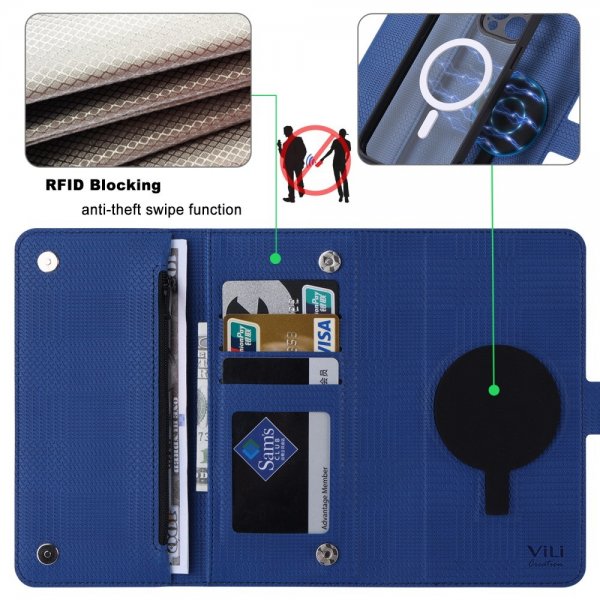 VILI iPhone 15 Pro Max Etui Avtagbart Deksel GHB Series MagSafe Blå