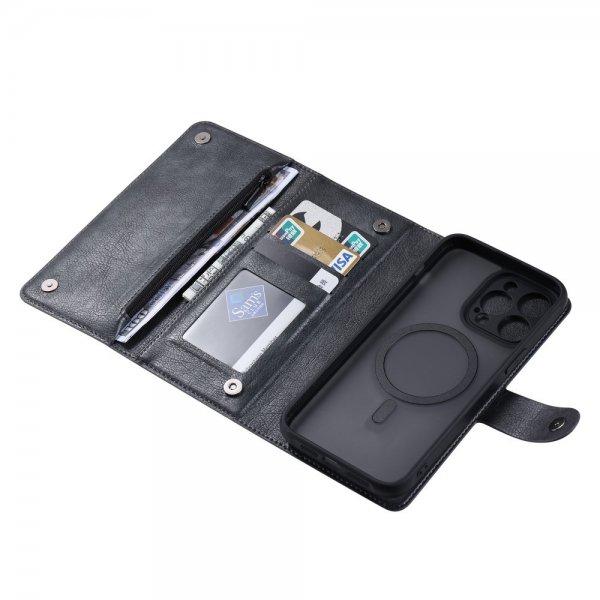 VILI iPhone 15 Pro Max Etui Avtagbart Deksel GV Series MagSafe Svart