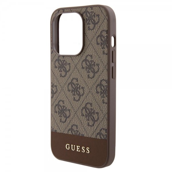 Guess iPhone 15 Pro Max Deksel Bottom Stripe MagSafe Brun