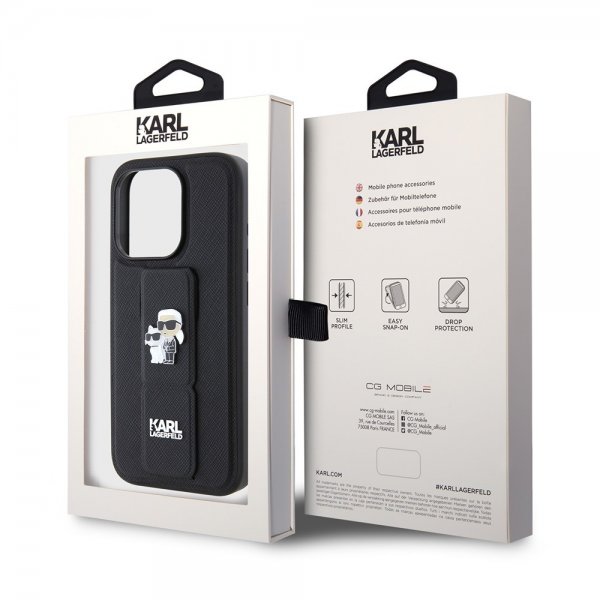 Karl Lagerfeld iPhone 15 Pro Max Deksel Grip Stand Function Svart