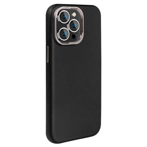 X-Level iPhone 15 Pro Max Deksel Skinntekstur MagSafe Svart