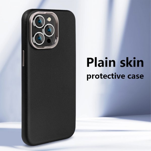 X-Level iPhone 15 Pro Max Deksel Skinntekstur MagSafe Svart