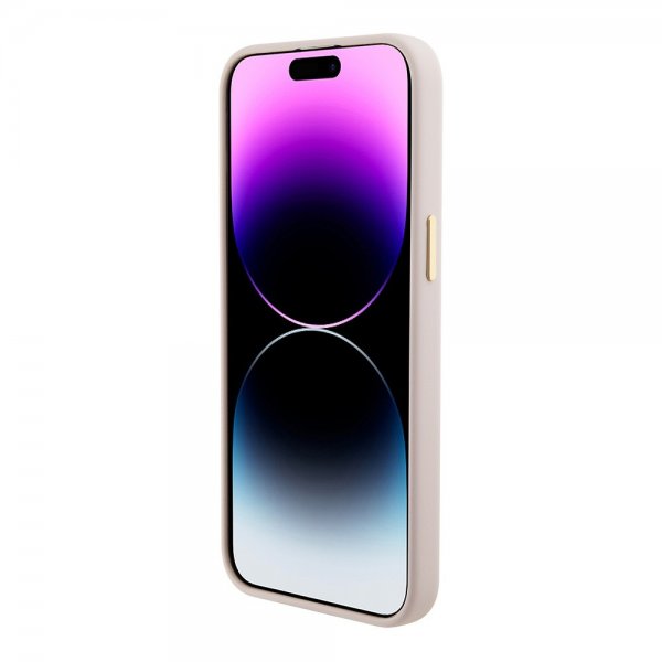 Guess iPhone 15 Pro Max Deksel Liquid Silicone Metal Logo Rosa