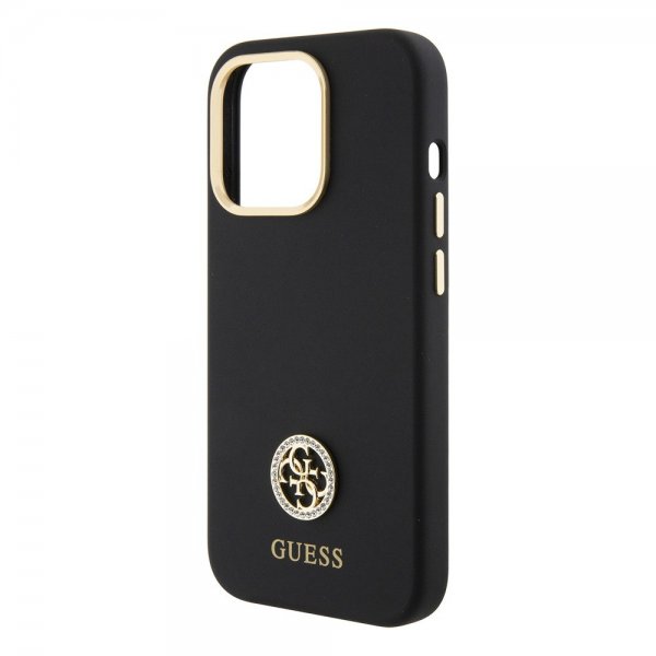 Guess iPhone 15 Pro Max Deksel Liquid Silicone Metal Logo Svart