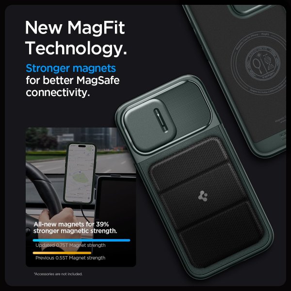 Spigen iPhone 15 Pro Max Deksel Optik Armor MagFit Abyss Green