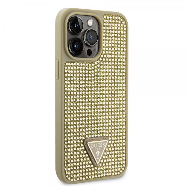 Guess iPhone 15 Pro Max Deksel Rhinestone Gull