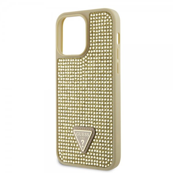Guess iPhone 15 Pro Max Deksel Rhinestone Gull