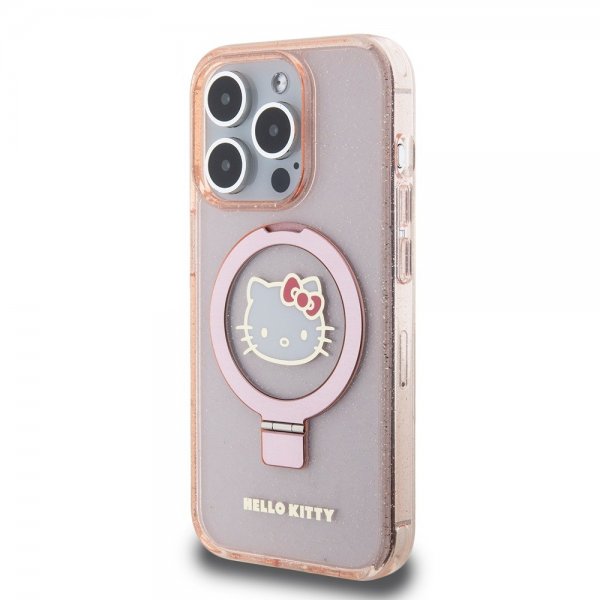 Hello Kitty iPhone 15 Pro Max Deksel Ring Stand MagSafe Rosa