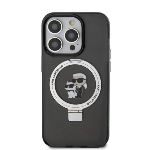 Karl Lagerfeld iPhone 15 Pro Max Deksel Ring Stand MagSafe Svart