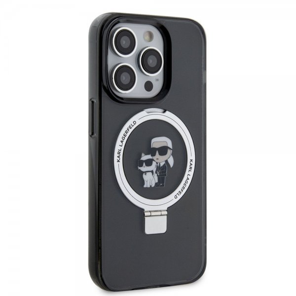 Karl Lagerfeld iPhone 15 Pro Max Deksel Ring Stand MagSafe Svart