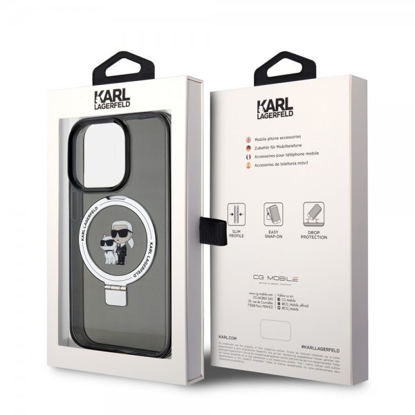 Karl Lagerfeld iPhone 15 Pro Max Deksel Ring Stand MagSafe Svart