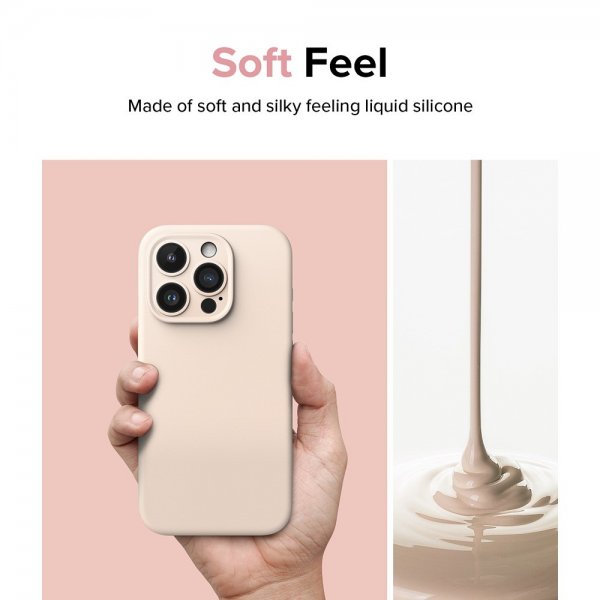Ringke iPhone 15 Pro Max Deksel Silicone Magnetic Pink Sand