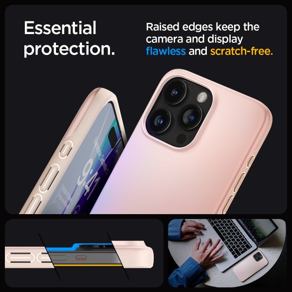 Spigen iPhone 15 Pro Max Deksel Thin Fit Pink Sand