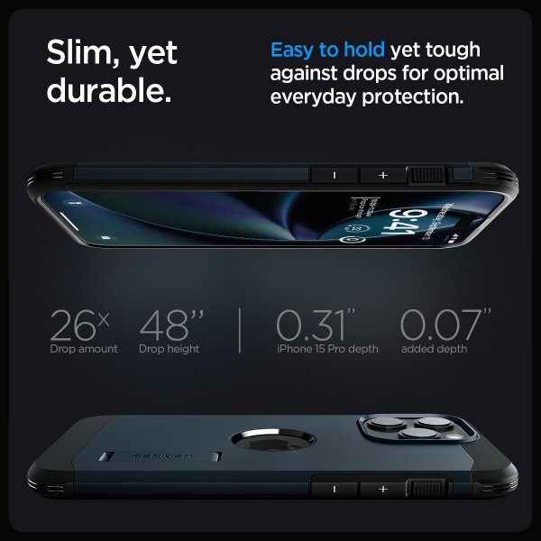 Spigen iPhone 15 Pro Max Deksel Tough Armor MagFit Metal Slate