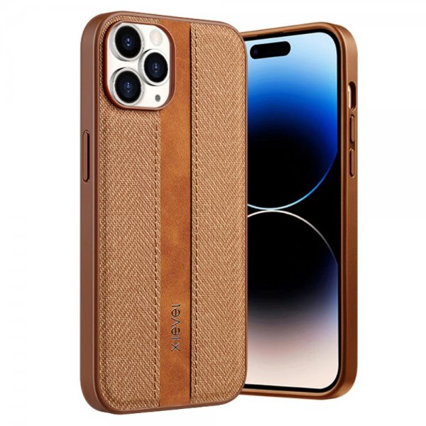 X-Level iPhone 15 Pro Max Deksel Stofftekstur Brun