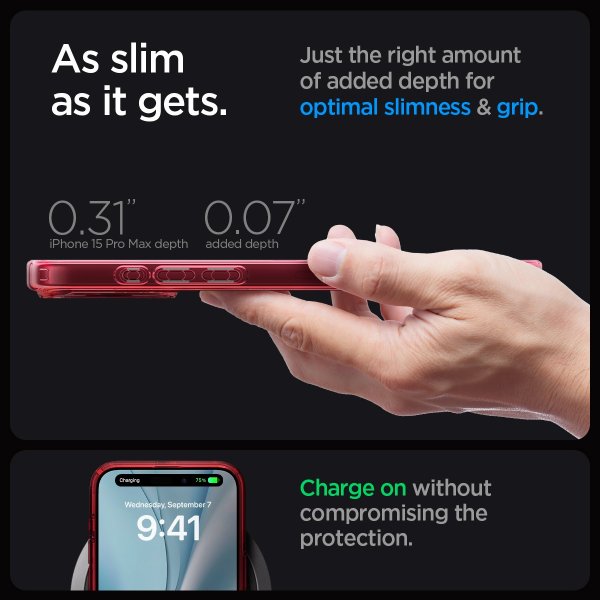 Spigen iPhone 15 Pro Max Deksel Ultra Hybrid MagFit Frost Deep Red