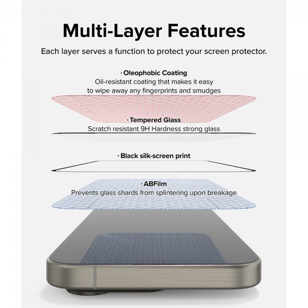 Ringke iPhone 15 Pro Max Skjermbeskytter Easy Slide 2-pakning