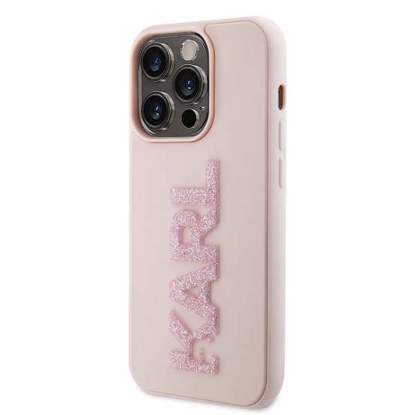 Karl Lagerfeld iPhone 15 Pro Deksel 3D Rubber Karl Rosa