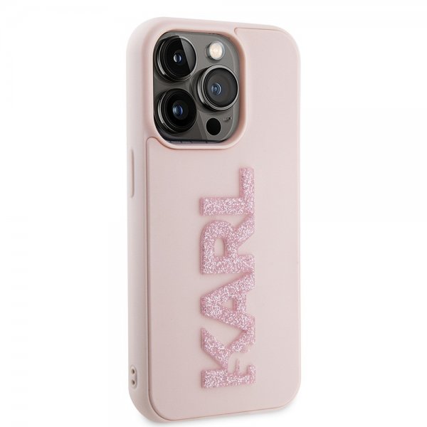 Karl Lagerfeld iPhone 15 Pro Deksel 3D Rubber Karl Rosa