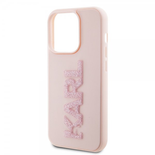 Karl Lagerfeld iPhone 15 Pro Deksel 3D Rubber Karl Rosa
