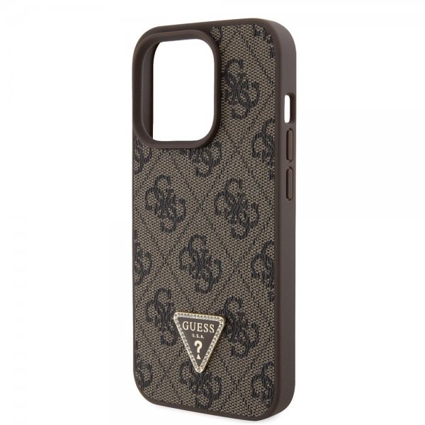 Guess iPhone 15 Pro Deksel 4G Metal Triangle Strass Brun