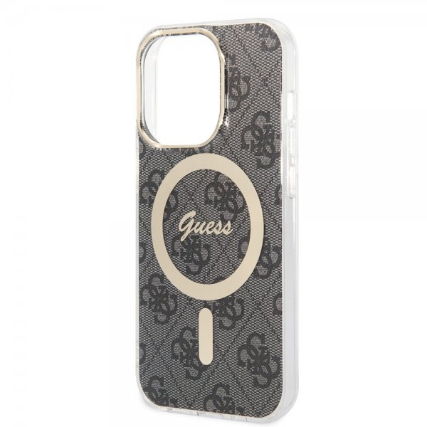 Guess iPhone 15 Pro Deksel 4G Pattern MagSafe Svart