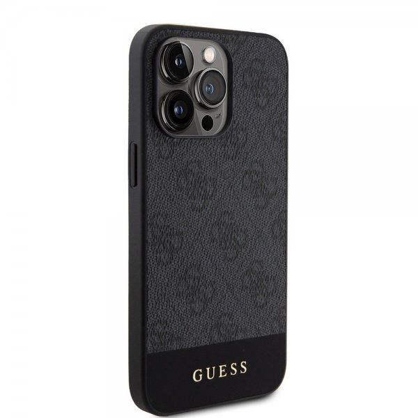 Guess iPhone 15 Pro Deksel Bottom Stripe MagSafe Svart