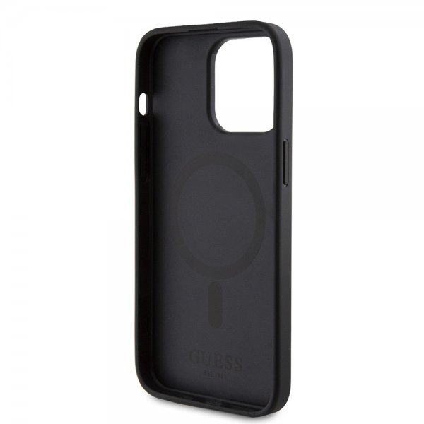 Guess iPhone 15 Pro Deksel Bottom Stripe MagSafe Svart