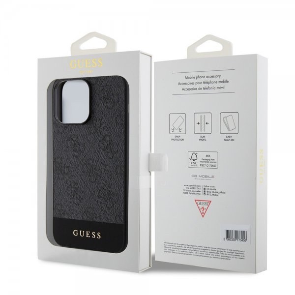 Guess iPhone 15 Pro Deksel Bottom Stripe MagSafe Svart